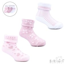 S506-P-NB-3: Pink 3 Pack Turnover Socks (NB-3 Months)